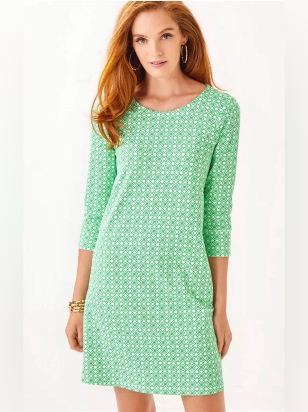 Lilly Pulitzer Solia Chilly Lilly UPF 50+ Dress in Fauna Green with Pockets